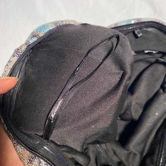 Marineblu Strapless Snake Print Blue & Brown Sequin Mini Dress with Mesh - Picture 5 of 13